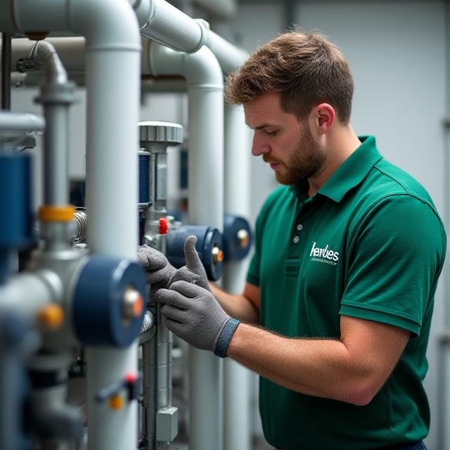 UmbraFlow delivery expert inspecting a water filtration unit